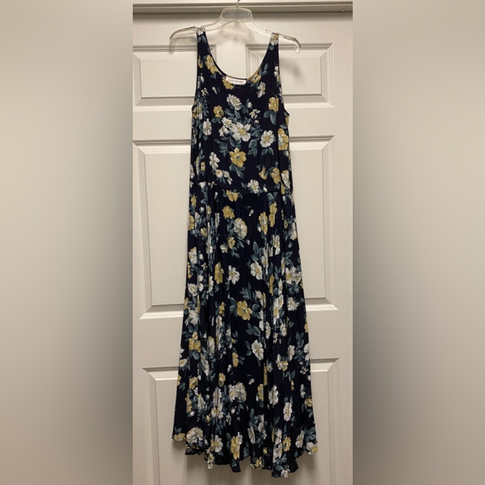 Vintage Jones New York Dark Blue Floral Maxi Dress